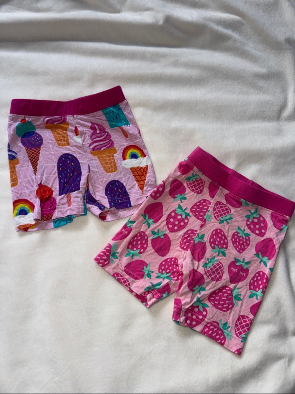 Little Sleepies Pink Strawberry & Ice Cream Print Pajama Shorts 12/18 Months